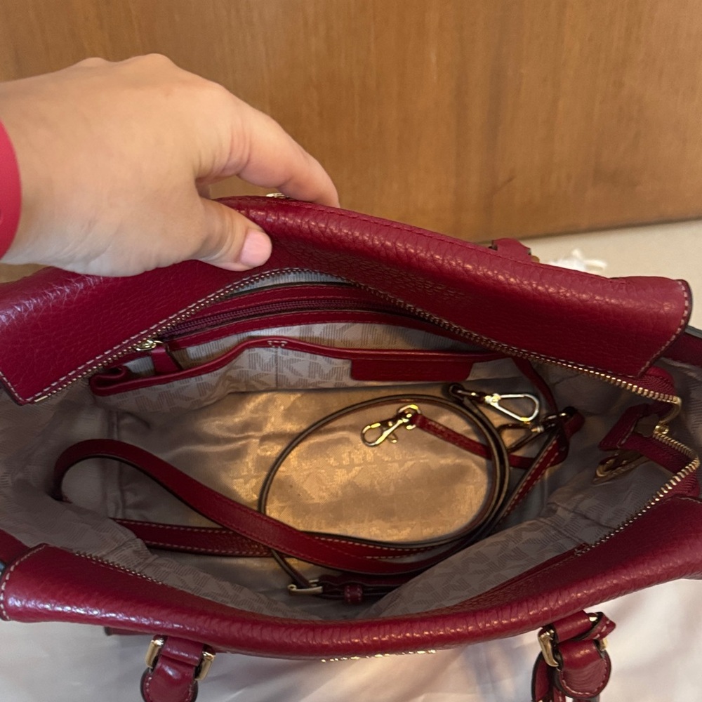 Michael Kors Burgundy Leather Satchel - Picture 4 of 5